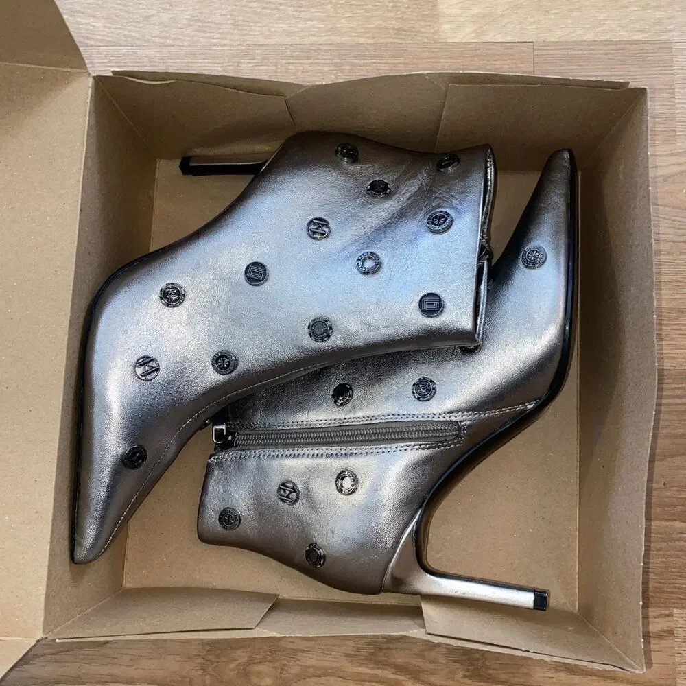 KARL LAGERFELD PARIS Womens Saina Dress Boots Pewter Size 6M NWOB - Picture 4 of 12